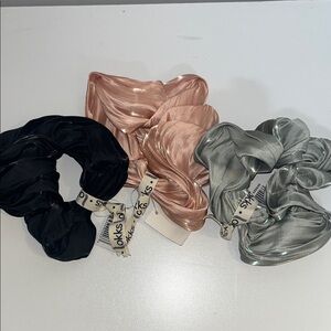 Lot of Lokks Silk Scrunchie Set - Black, Pink, Sage Green New w/ Tags #feminine